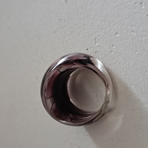 VTG MARBLED GLASS BUBBLE ring purple tone retro MOD funky disco 6-6.5 - Picture 5 of 6